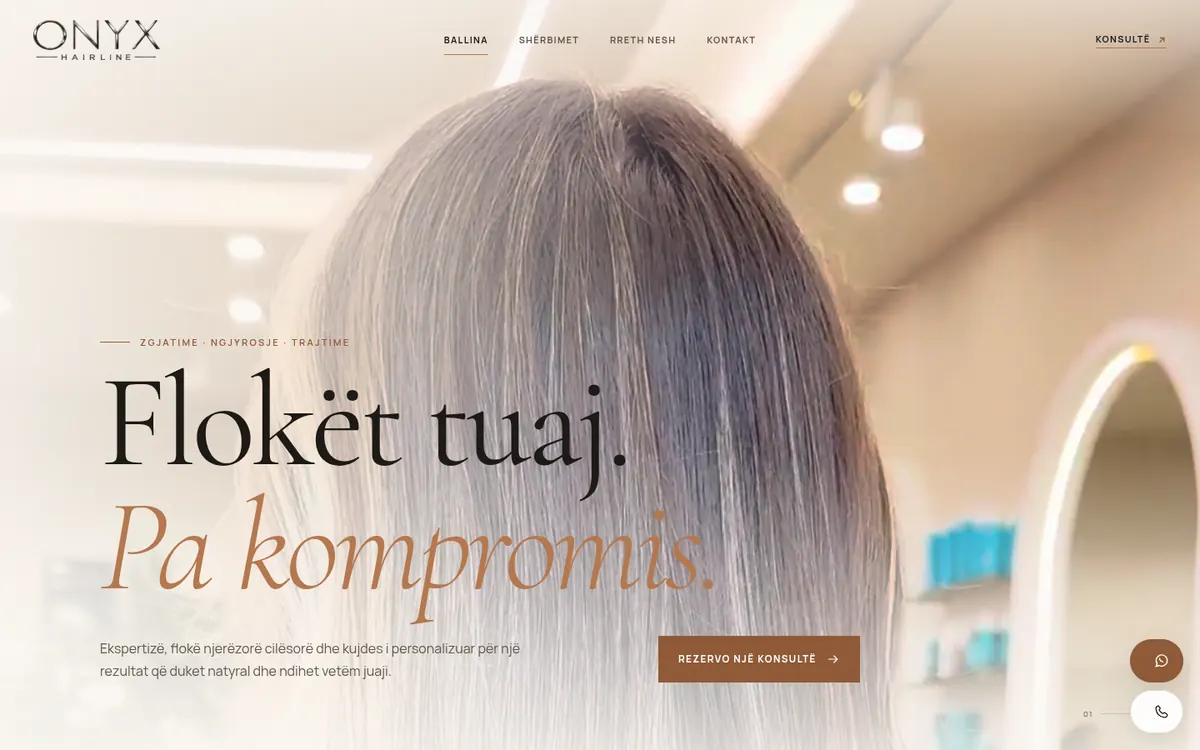 The Onyx Hairline website home page