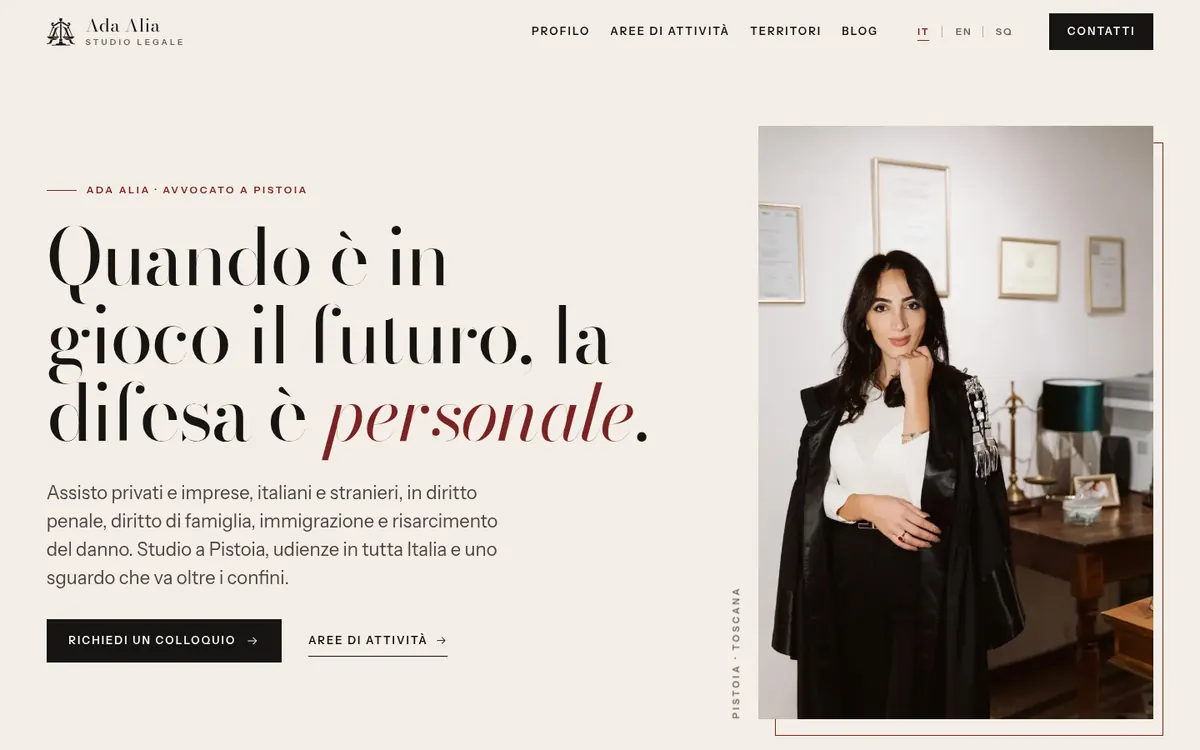 The Studio Legale Alia website home page